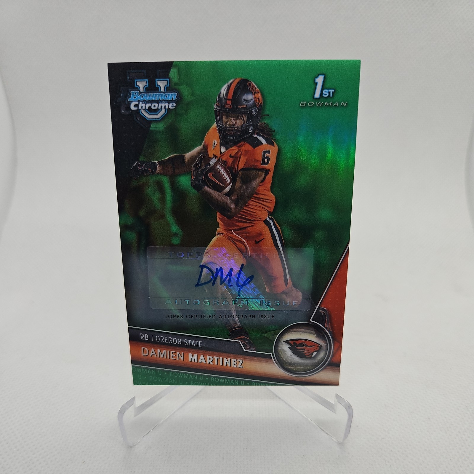 Damien Martinez 2023 Bowman Chrome U #193 1st Green AUTO /99 Miami Hurricanes RC