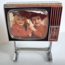 Vintage Doll House Furniture TV on Stand 19702/1980s Television Set