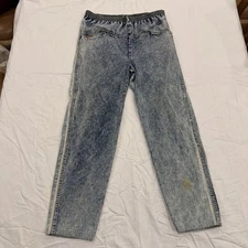 Vtg 80s PS Gitano Women 10 Long Acid Wash Elastic Waist Mom Jeans Pants-READ
