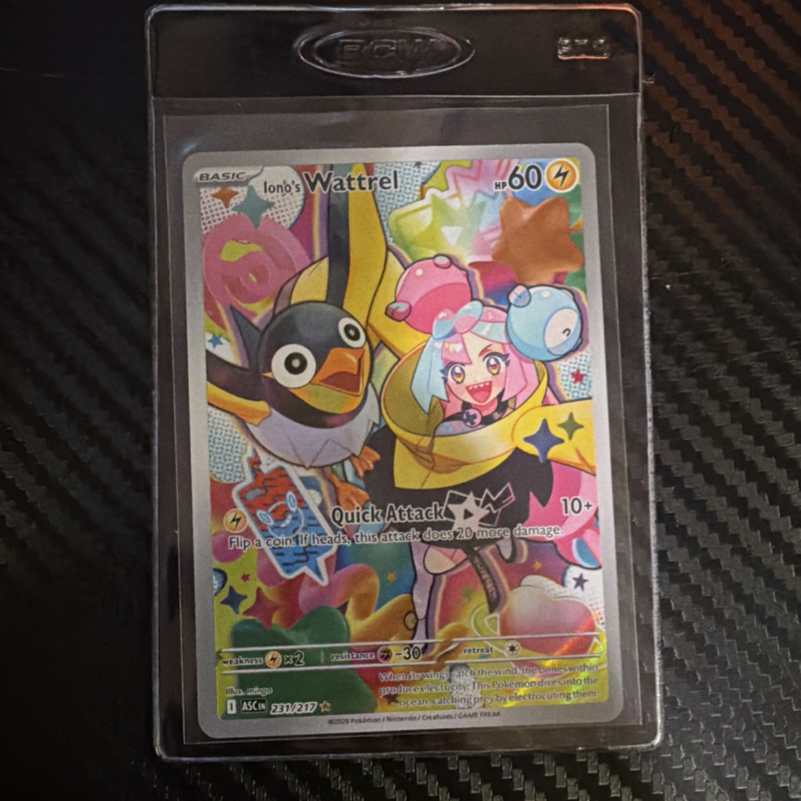 Pokémon Iono's Wattrel Illustration Rare Full Art Holo Card 231/217