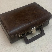 Vintage Audio Cassette 12 Tape Holder Storage Carry Case Suitcase Vinyl Brown