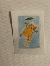 ACEO Aurora Curtis Signed Original 'Big Orange and the Grinch's Finger' cat art