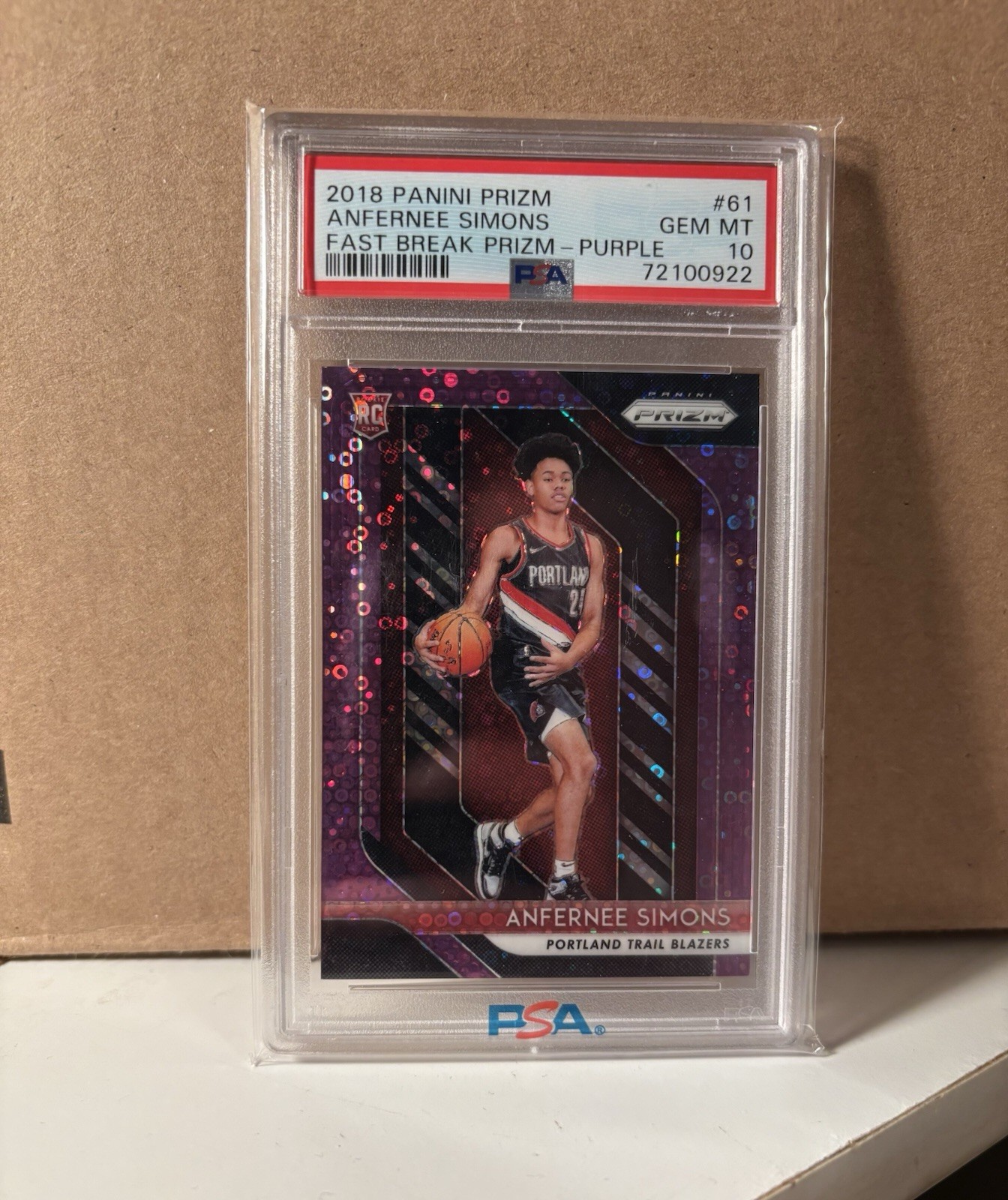 2018-19 Panini Prizm - Anfernee Simons Rookie PSA 10 Purple Fast Break Prizm /75