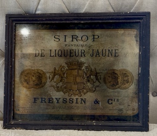Vintage Framed Old World Liquor Label French E Pichot Paris Reproduction Look
