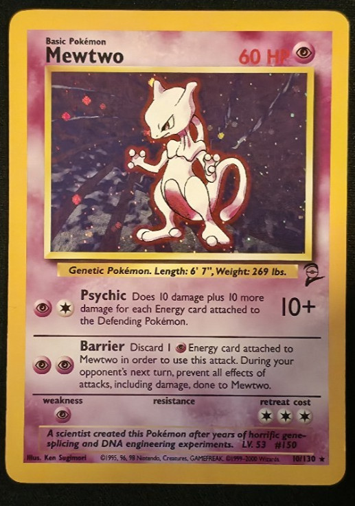Mewtwo 10/130 Holo Pokémon Base Set 2 LP