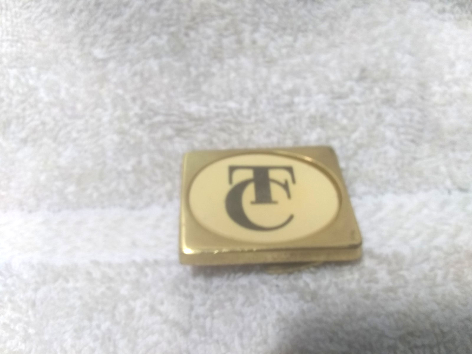 TC Initials Embedded Oval Barlow Solid Brass Buck… - image 5