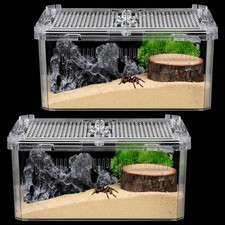2 Pack Reptile Terrarium Tank, High-Transparency PET Enclosure with Magnetic ...