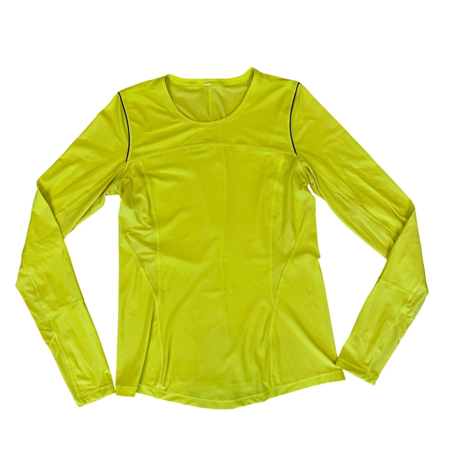 Lululemon Women’s Long Sleeve Athletic Top Yellow Black Stitching Est Sz 4
