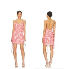 AMANDA UPRICHARD Coral Floral Ruffle Mini Dress S flowy boho fairy Y2K pink