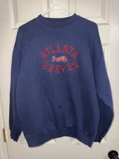 Atlanta Braves Sweatshirt 90s Vintage Logo 7 Heavy Weight Large