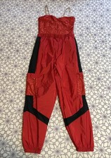 Weissman Red And Black Sequin Dance Costume Jumpsuit