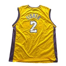 Los Angeles Lakers Jersey Derek Fisher Large 44 Men’s Champion Yellow Gold Vtg 