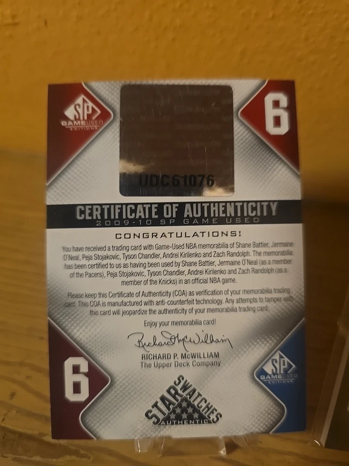 Lote de 2 muestras de estrellas usadas del juego SP 2009/10 dos cartas 6 jugadores/65 con certificado de autenticidad Foto 4 de 4