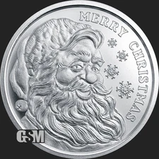 2025 1 oz .999 Fine Silver MERRY CHRISTMAS SANTA BU in capsule