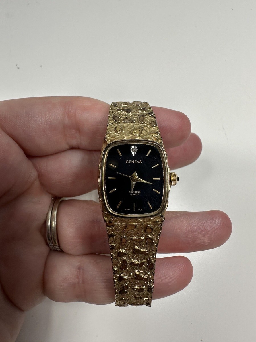 Geneva Gold Nugget Ladies Watch Stainless Steel FLG Clasp  display picture 1