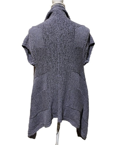 Elana Solano Sweater 1X Cardigan Cotton Gray Textured Accent Open Style Womens - Picture 2 of 13