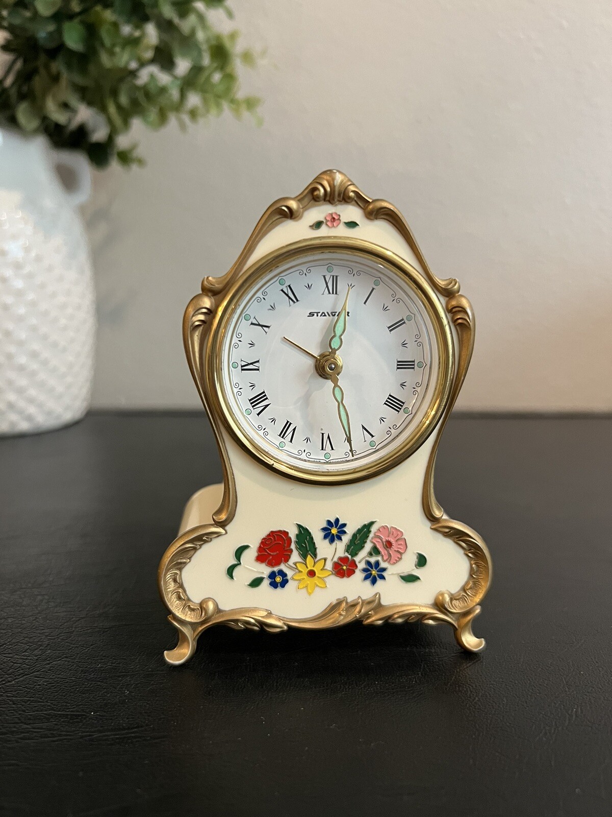 Vintage Blessing Alarm Clock West Germany Gold Lined Floral eBay
