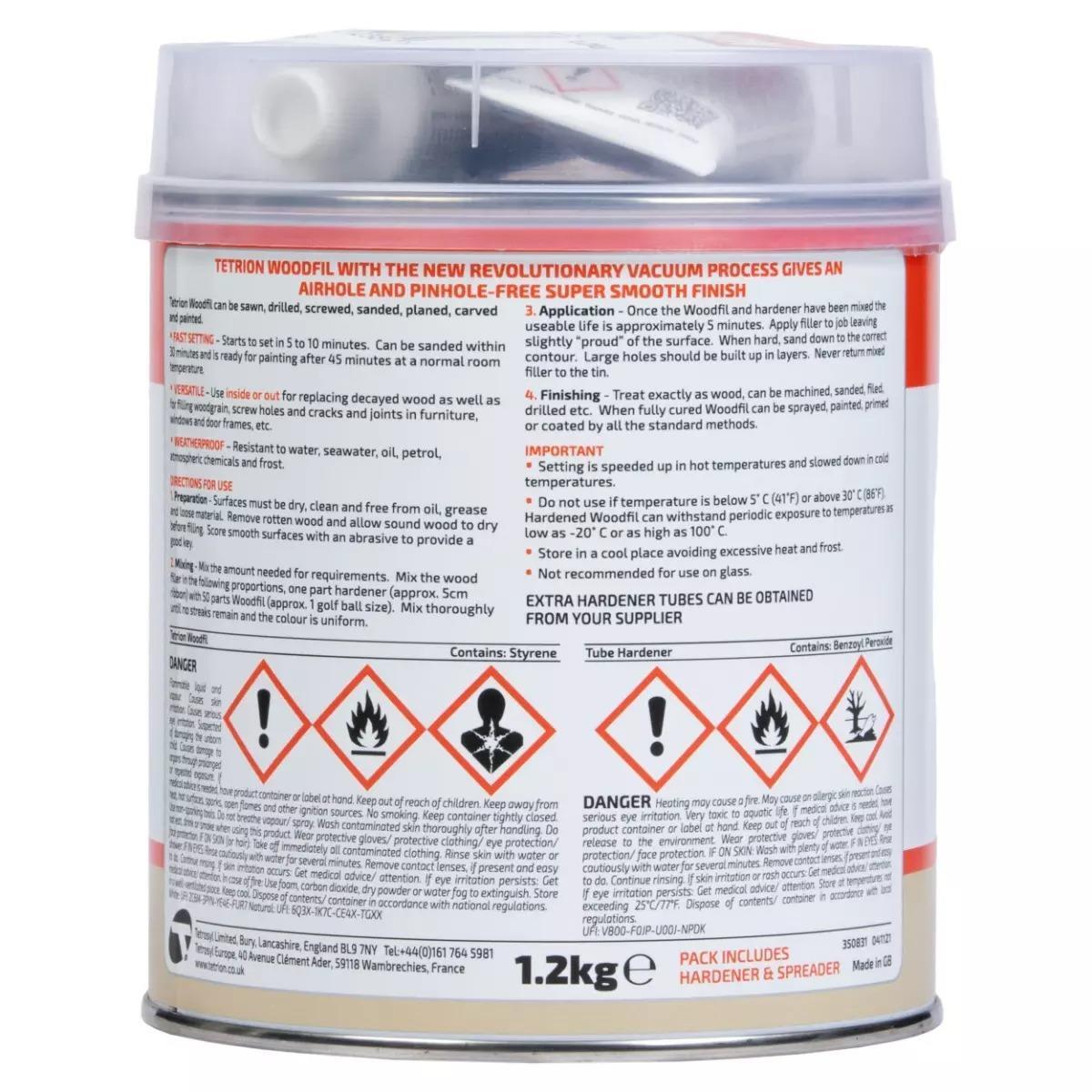 Tetrion Professional 2K Wood Filler Natural Pine Fast Drying Drillable