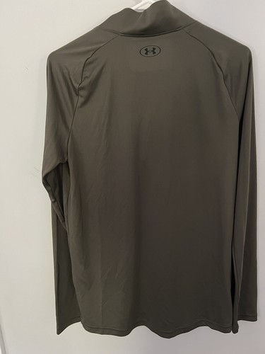 Under Armour Boy's Loose Fit YXL Long Sleeve 1/4 Zip Shirt Army Green - Picture 3 of 3