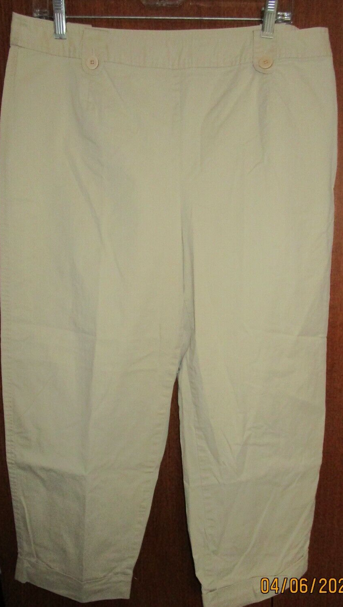 Talbots Beige Pants Sz 16 Stretch Cotton Spandex Waist 35