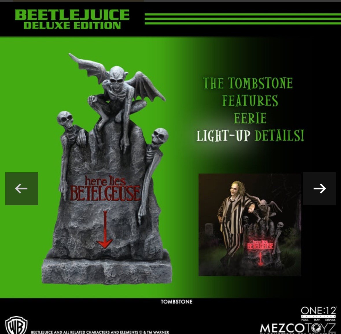 Mezco 1:12 Scale Beetlejuice Tombstone Action Figure Preorder
