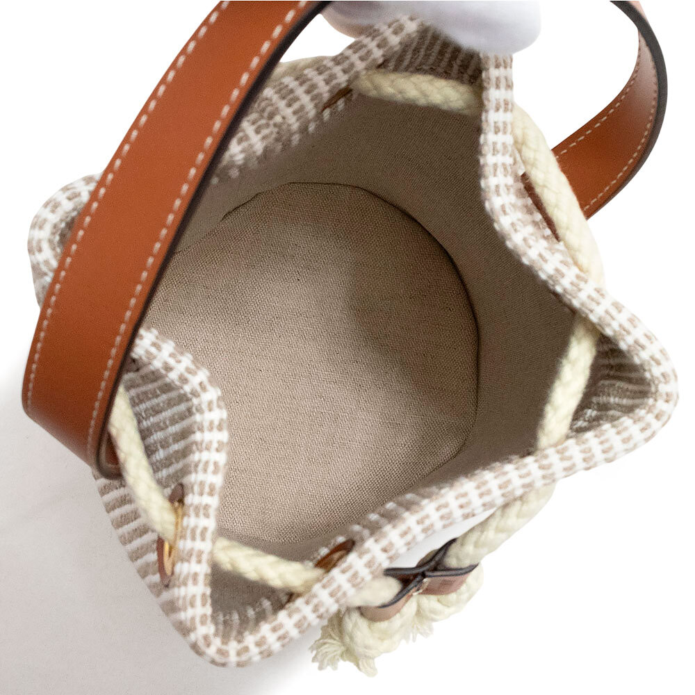 CELINE Triomphe Teen Drawstring Stripe Handbag Cotton