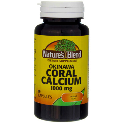 2 Pack Nature's Blend Okinawa Coral Calcium Capsules, 1000 mg, 60 Ct