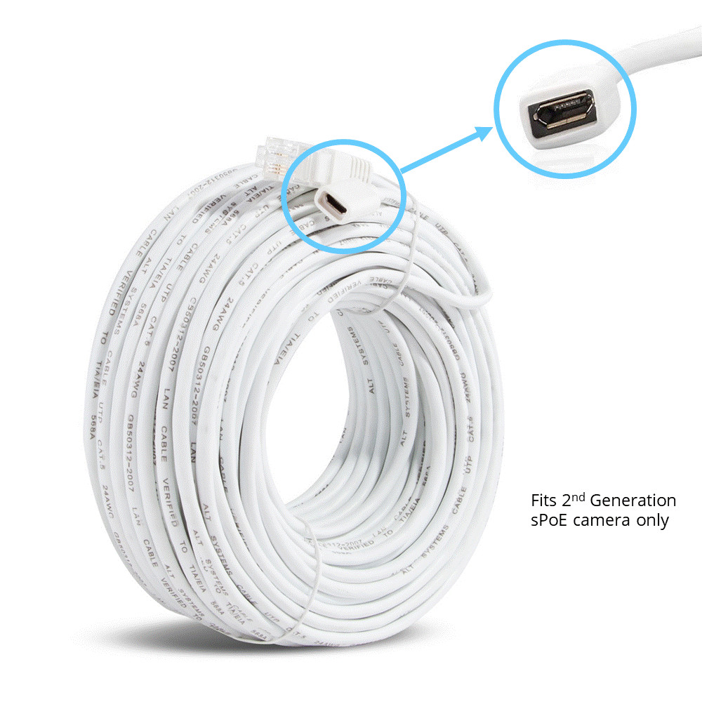  Zmodo&trade; 2nd Generation sPoE NVR MicroUSB Camera Cable W-USB015 50ft Genuine OEM