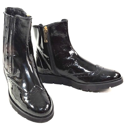 BALDININI   WOMEN'S BLACK PATENT LEATHER WINTER FASHION ANKLE BOOTIE