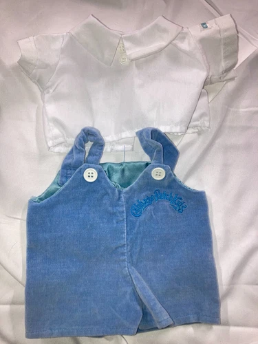 Vintage Cabbage Patch Kids 2 Piece Blue Velvet Twin Outfit  (488)