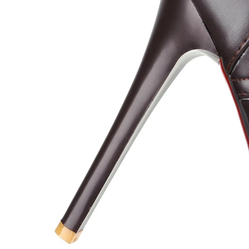 women Synthetic Leather High Heels Zipper Lace Up Shoes Knee Boots UK Size - Bild 3 von 43