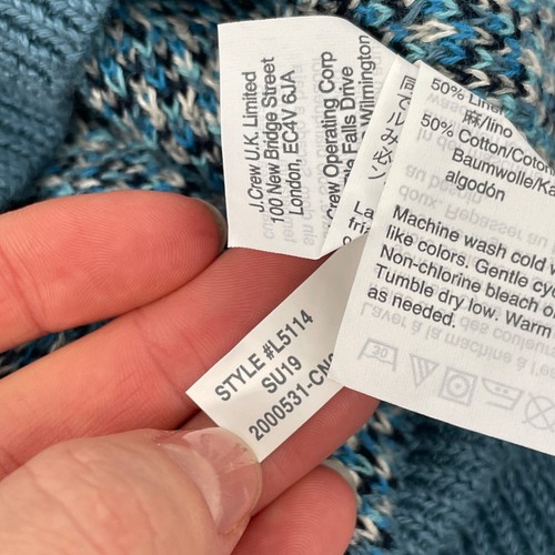 J.Crew mens size M Brilliant Fairisle Palm Cardigan Hawaiian Seaside blue linen - Picture 10 of 10