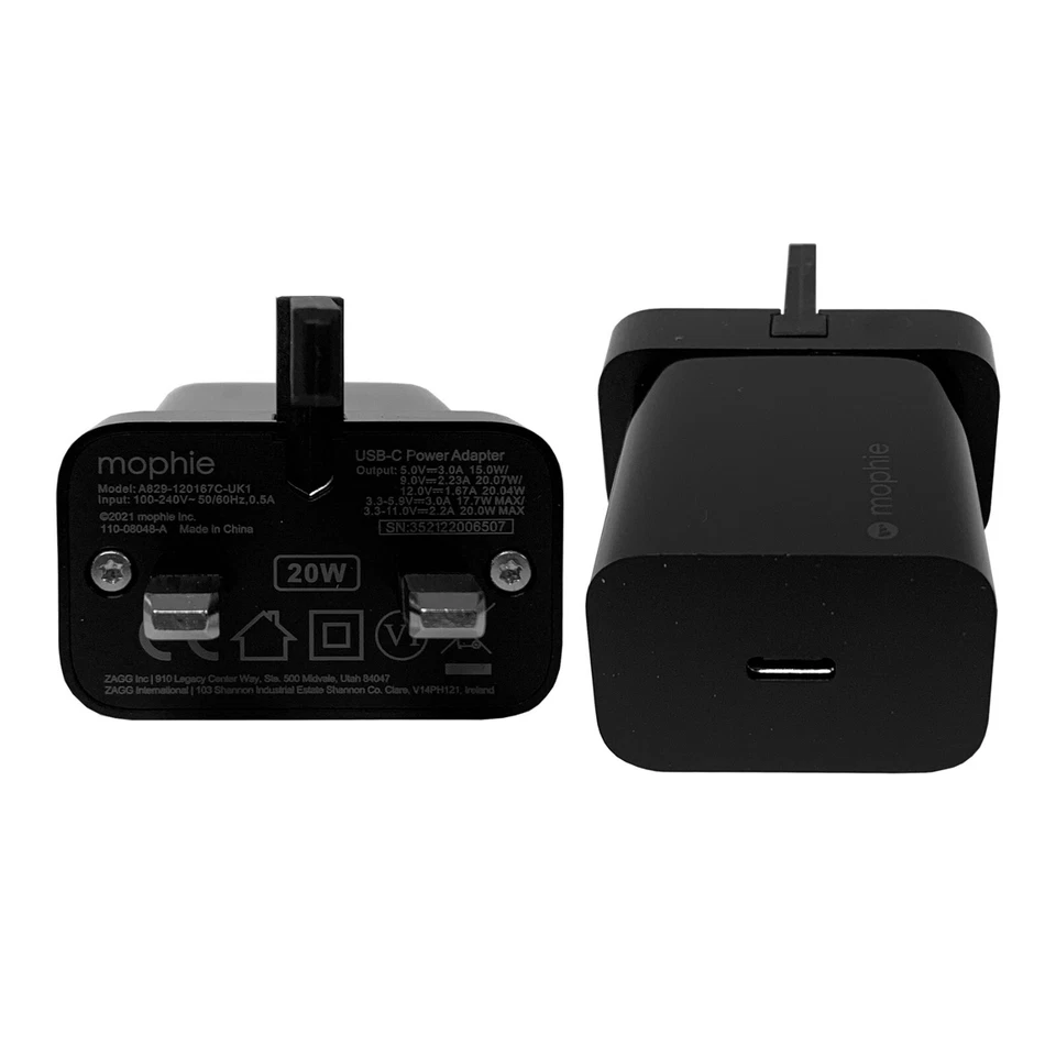 mophie Charger 20W Quick Charge USB C PD Wall Adapter 3 Pin UK Plug Head Only - Image 3 of 4
