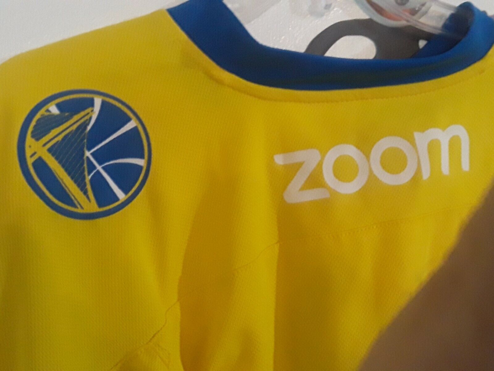 Shirts, San Jose Sharks Golden State Warriors Hockey Jersey Sz M Yellow Blue Zoom Sga
