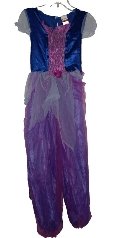 🌸 Girl's L Genie Jumpsuit Dress Up Costume 10-12 Blue Pink Jasmine Halloween