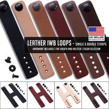 Leather IWB Loops - Single & Double Straps w/Hardware - Color Selection