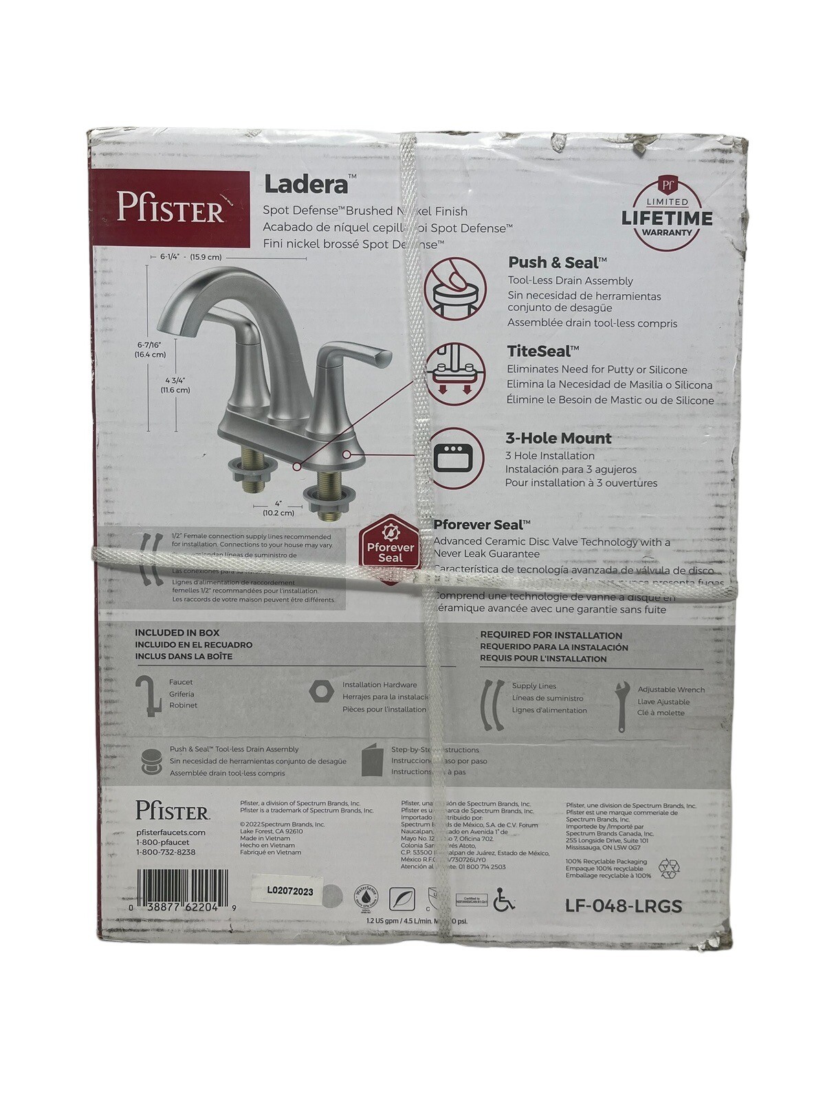 Pfister Ladera LF048LRGS Centerset Bathroom Faucet Brushed Nickel