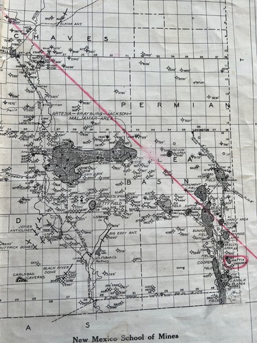 Póster vintage de pozo de minas de escuela de lino de 1936 mapa de campo de petróleo y gas de Nuevo México - Imagen 7 de 10