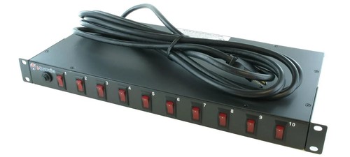 19" A-Neutronics 10 Outlet Rack Mount Power Strip W/Individual Lighted Switches - Picture 1 of 6