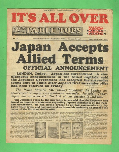 #T17 SEVEN AUGUST 1945 TABLE TOP AUSTRALIAN MILITARY FORCES ABROAD NEWSPAPERS - Picture 3 of 7