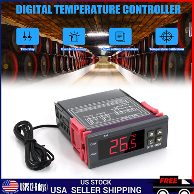 DC 110V Fahrenheit Temperature Controller Thermostat Control 1 Relay NTC Sensor