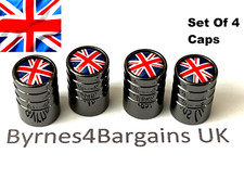 Tyre Valve Caps Dust Caps Gunmetal x 4 union Jack UK flag UK seller FITS ALL CAR
