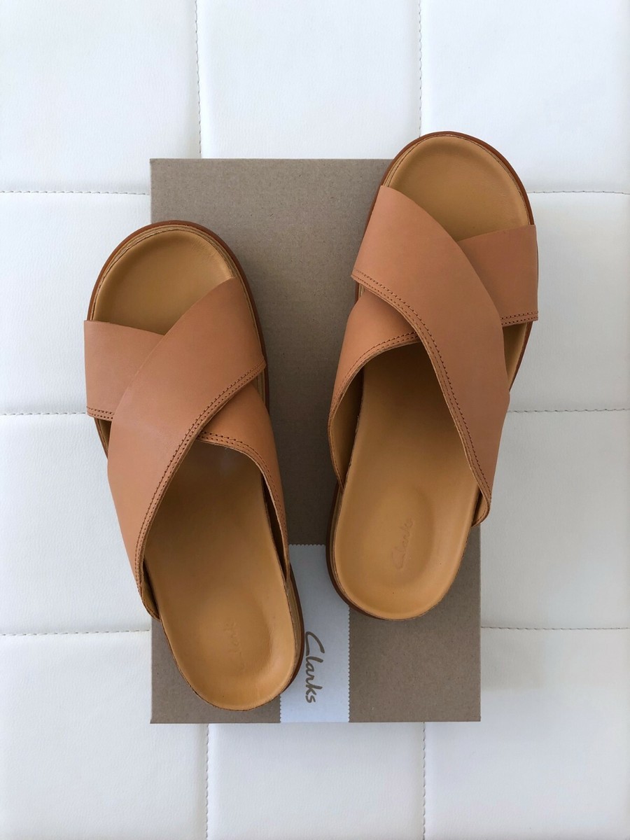 NIB! CLARKS Size US 10 UK Leather Trace Drift Brown Sandals