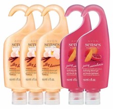 5 Avon Senses Hydrating Shower Gels Silky Vanilla Juicy Pomegranate Mango 5oz