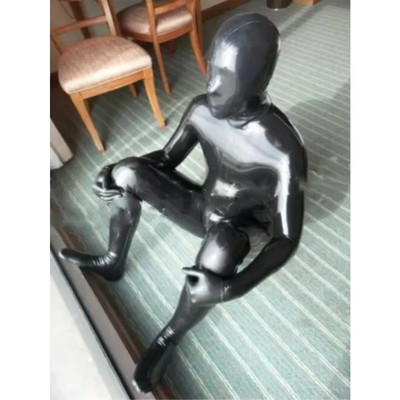 100%Latex Rubber Schwarz Catsuit Bodysuit  Full Cover Tights 0.4MM S-XXL