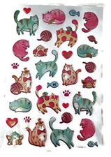 Cat Puffy Foil 3d Stickers Kitty 32pc