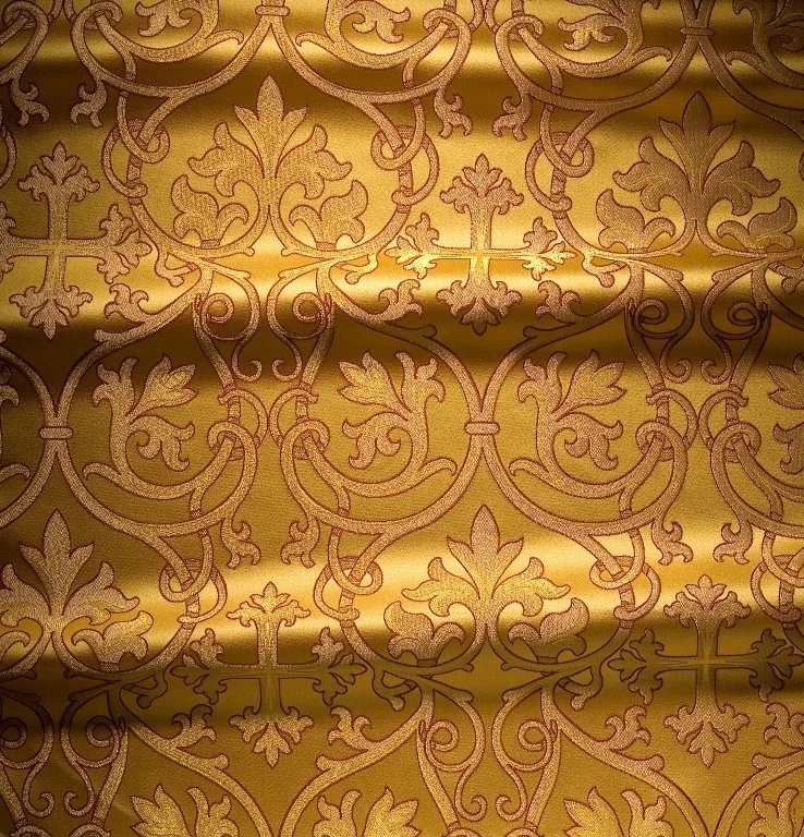 Brocado litúrgico iglesia griega rusa vestimenta de tela de alta calidad 150 cm de ancho Foto 3 de 4