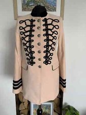 Rare Zara Pink Nude Velvet Military Style Jacket Blazer Coat Size S Embroidered