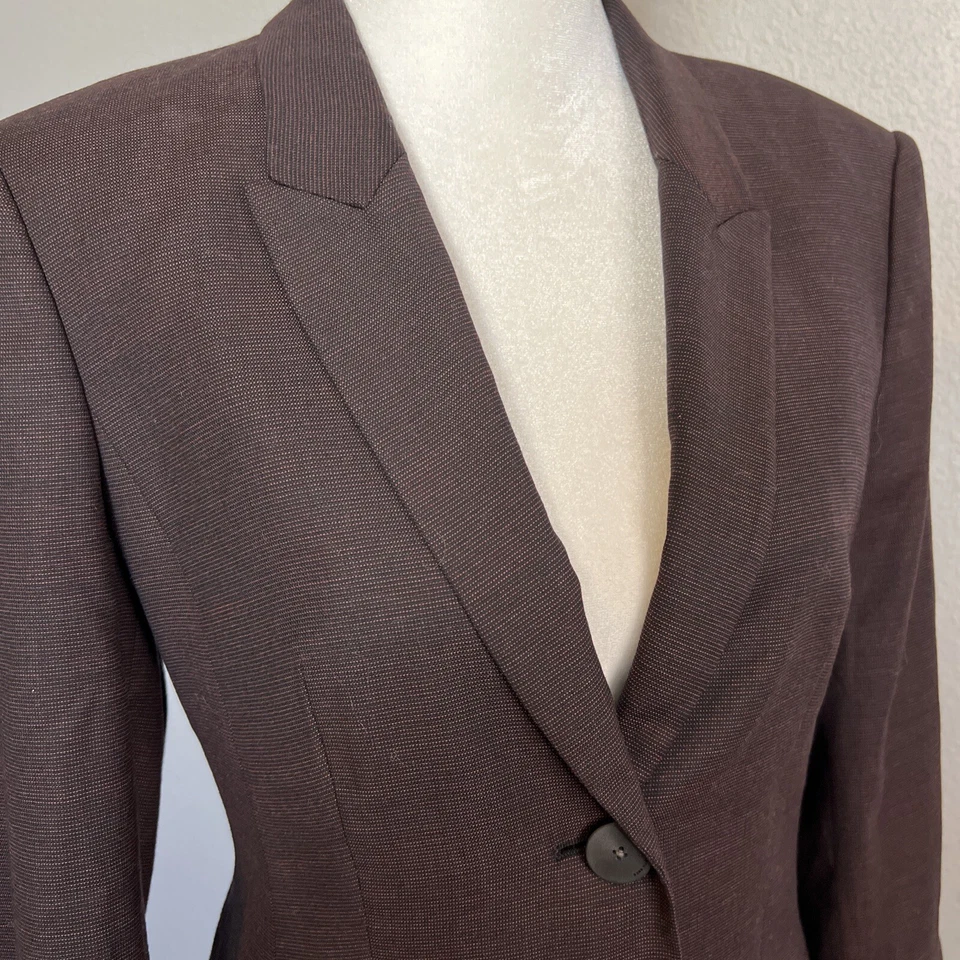 Blazer Boss Hugo Boss Jannami Lana Virgen Borgoña/Negro Talla 4 Foto 2 de 4