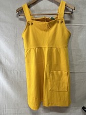 VTG Sears Jr Bazaar Yellow Overall Jumper Dress Sz 11 Teens 70s Gogo Fashion